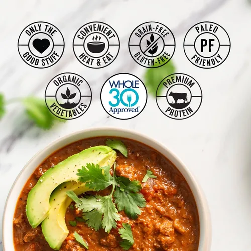 Vista 5 de True Primal Beef Chili 8-pack, Sin frijoles, Listo para comer, Sin gluten, Paleo, Carne de res alimentada con pasto, Whole30, Keto