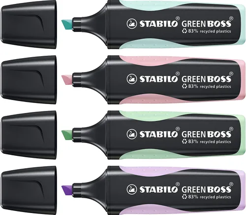 Vista 3 de Resaltador STABILO GREEN BOSS Pastel - Cartera de 4 colores surtidos