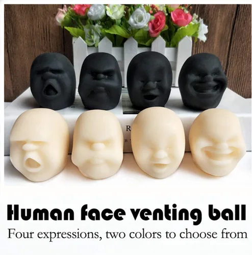 Vista 2 de Pelotas Divertidas con Caras de Emociones Humanas - Pelotas Antiestrés para Apretar para Niños y Adultos, Juguetes Sensoriales para Autismo