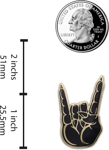 Vista 5 de Real Sic Hail Satan Horns Pin Pin esmaltado con símbolo de mano de metal pesado, oculto, símbolo de mano para mochilas, sombreros, bolsos