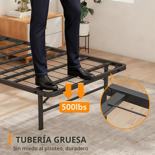 Vista 6 de BestMassage Marco de cama individual Metal Láminas de acero resistentes con 6 patas Resistente, plegable, no necesita somier Fácil