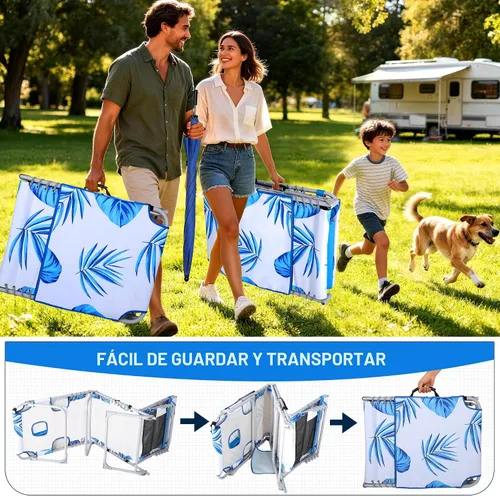 Vista 7 de Luxfero Sillón de playa 3 en 1 con paraguas, silla de bronceado solar con orificio para la cara y reclinable de 5 posiciones, silla plegable