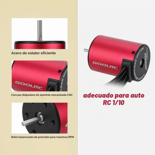 Vista 5 de GoolRC Motor sin escobillas sin sensores S3650 4300KV para 1/10 RC Car