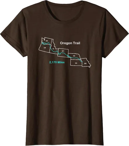 Vista 41 de Route Map of The Oregon National Historic Trail T-Shirt Asphalt Grey