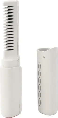 Vista 7 de Mini alisador de pelo recargable inalámbrico, cepillo de peine portátil con 3 temperaturas ajustables para todo tipo de cabello (caqui)
