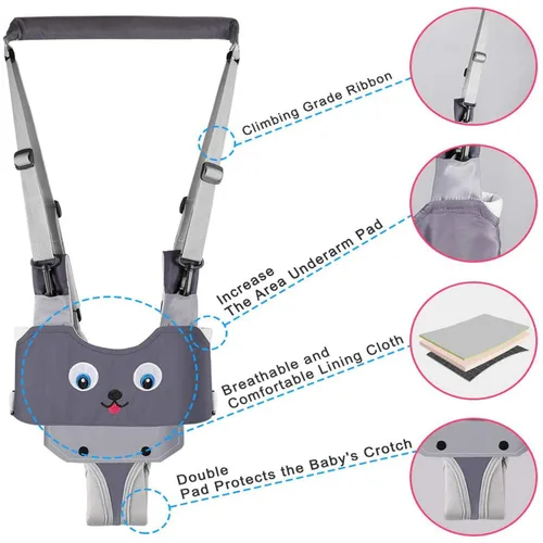 Vista 4 de Arnés para caminar para bebé, ajustable de mano para niños, ayudante para caminar, cinturón auxiliar, hecho de capas de tela de punto transpirable