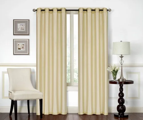 Vista 11 de All American Collection Nueva Cenefa de Cascada Doble de Seda Sintética Sólida Adjunta con Colas (55" x 32", Cenefa Beige)