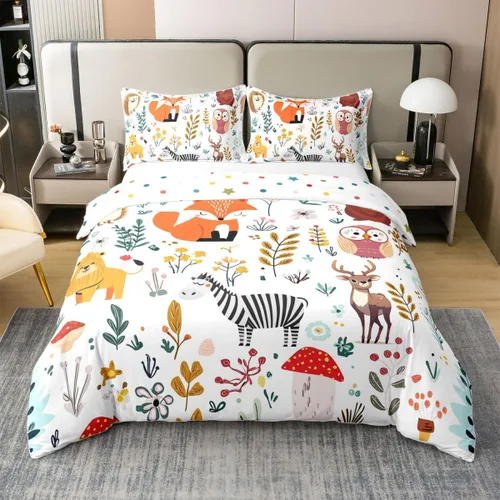 Vista 48 de Funda de edredón de campista 100% algodón individual, juego de ropa de cama de campamento feliz para niños y niñas, funda de edredón de remolque