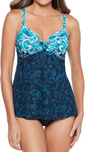 Vista 2 de Miraclesuit Womens Swimwear Royals Myrra Tummy Control Underwire Bra Tankini Top