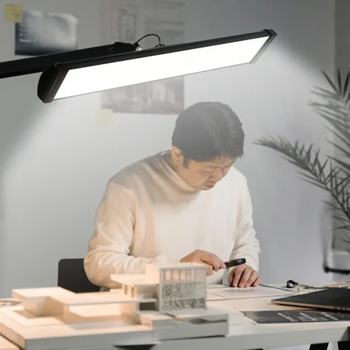 Vista 6 de Lámpara de escritorio LED de arquitecto con abrazadera, brazo oscilante de metal, 2300 lúmenes, atenuación, lámpara de mesa de oficina para tareas