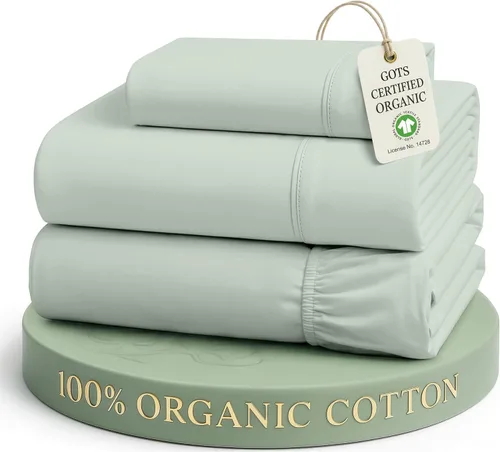 Vista 62 de LANE LINEN - Juego de 2 sábanas de fibras largas 100 % algodón orgánico, percal de fibras largas, ultrasuave y transpirable, para colchones de hasta
