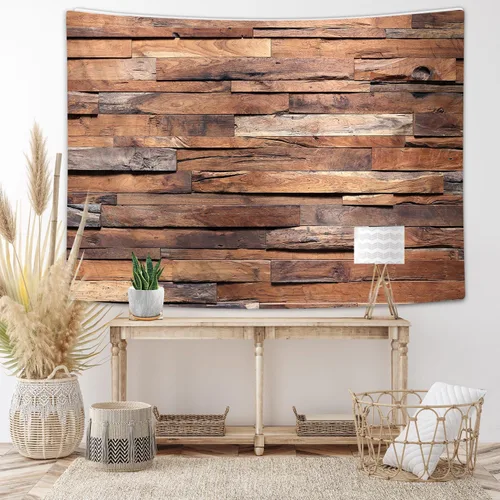 Vista 2 de JAWO Tapiz rústico de madera para colgar en la pared, tela de poliéster, 40 x 30 pulgadas, decoración de sala de estar, dormitorio, comedor
