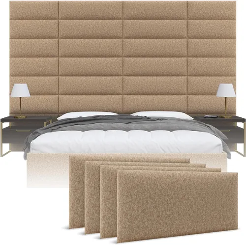 Vista 39 de Vänt - Paneles tapizados de pared, cabeceros de pared tamaño Queen/Full, color beige boucle, juego de 4 paneles