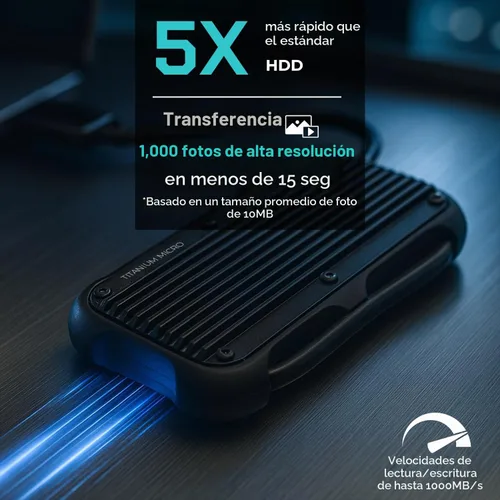 Vista 5 de Mercury SSD portátil externo 500GB 1000MB/s resistente a prueba de gotas de agua USB-C