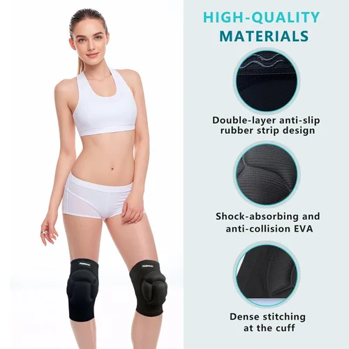 Vista 3 de Rodilleras de voleibol para niñas 2XS-2XL, tiras gruesas antideslizantes de esponja para mujeres, niños y adultos, voleibol, limpieza de casa