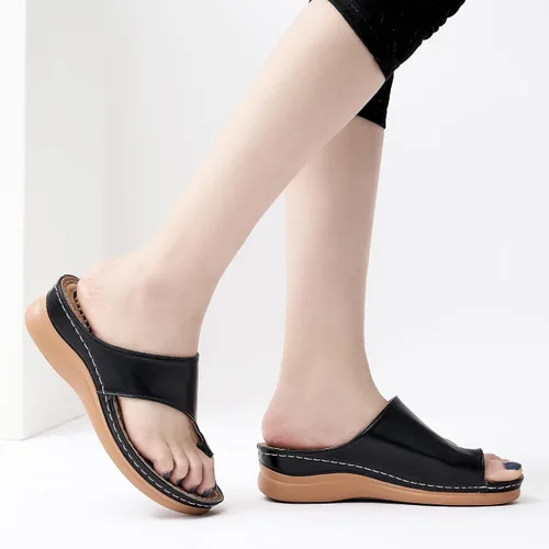 Vista 6 de Aomigoct Zapatos de cuña para mujer, sandalias con cómoda plantilla acolchada, sandalias ortopédicas para mujer, sandalias elegantes de verano