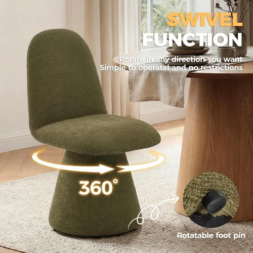 Vista 3 de DUOMAY Juego de 2 sillas de comedor giratorias de 360°, modernas de mediados de siglo, tapizadas con respaldo alto, base giratoria silenciosa, silla