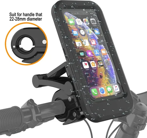 Vista 2 de Punkcase Funda impermeable para teléfono de bicicleta, soporte universal para manillar para teléfonos celulares de hasta 6.7 pulgadas, pantalla