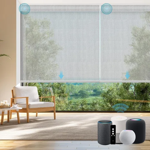 Vista 23 de SmartWings Persianas Enrollables Inteligentes Motorizadas con Filtro de Luz, Persianas Eléctricas con Control Remoto para Ventanas Compatibles
