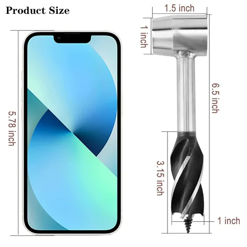 Vista 2 de Scotch Eye Auger - Taladro de madera, herramienta de colonos de supervivencia para Bushcrafters, camping, clavija de madera al aire libre