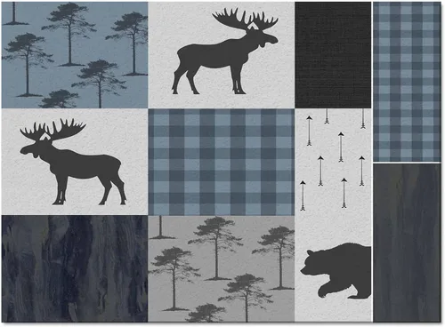 Vista 2 de Large Rectangular Area Rugs 2.7' x 5' Living Room, Retro Countryside Bear Moose Woods Durable Non Slip Rug Carpet Floor Mat for Bedroom Bedside