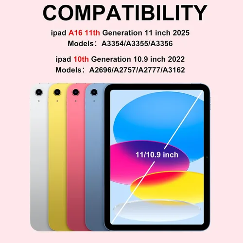 Vista 2 de BQSS Funda para iPad (A16) de 11ª y 10ª Generación con Teclado, Activación/Suspensión Automática, Funda con Teclado Bluetooth Inalámbrico
