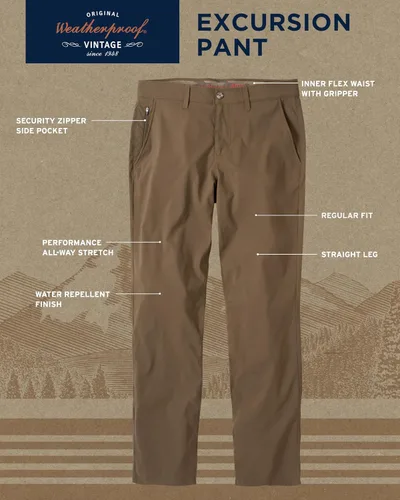 Vista 2 de Weatherproof Vintage Pantalones de excursión de ajuste regular para hombre, ultra elásticos, informales, con parte delantera plana