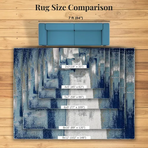 Vista 4 de LUXE WEAVERS Lagos Collection 7558 - Alfombra abstracta azul claro de 6 x 9 pies