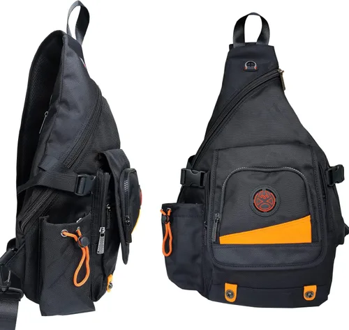Vista 4 de Bolso bandolera grande Mochila Pack 13" 14" Laptop Bag Satchel Festival Travel Negro