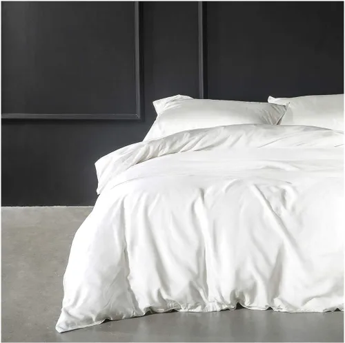 Vista 20 de Juego de ropa de cama de lujo de algodón egipcio, de color liso, de satén de alta densidad de hilos largos, sedoso, suave, transpirable, de primera