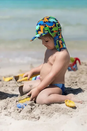 Vista 2 de Gifts Treat Sombrero de legionario para niños, protección solar UPF 50+, gorro de natación con solapa para niños, de secado rápido, con protección