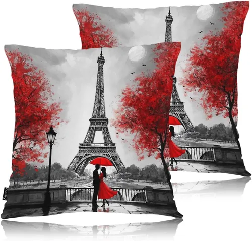 Vista 18 de Swono Juego de 2 fundas de almohada cuadradas decorativas de 18 x 18 pulgadas, bolas de Navidad de Año Nuevo, juego de 2 fundas de almohada