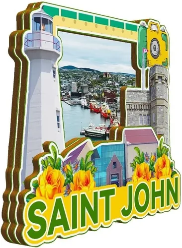 Vista 2 de Imán de San Juan de Canadá para nevera de madera 3D, monumentos de viaje, coleccionables, recuerdos, decoración hecha a mano -2203