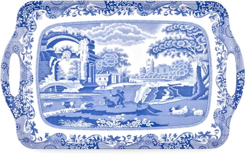 Vista 8 de Spode Blue Italian Collection - Bandeja para sándwiches (15.25 x 6.5 pulgadas), pieza rectangular de melamina con diseño de campo inspirado