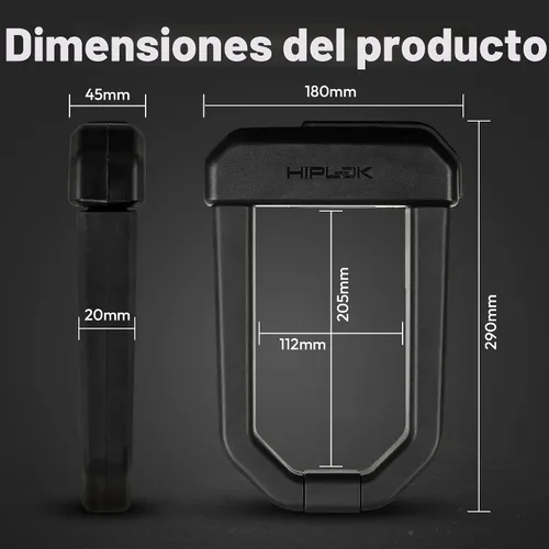 Vista 7 de Hiplok Dx1000 Candado en U Anti Amoladora Angular Negro, Talla Única