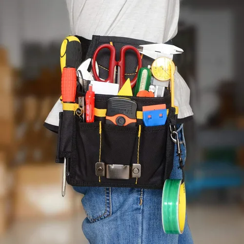 Vista 6 de Gomake Bolsa de herramientas de múltiples bolsillos con cinturón ajustable, bolsa de herramientas Oxford impermeable para tinte de ventana