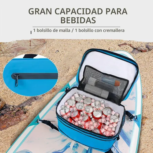 Vista 4 de UPWELL Accesorios para tabla de remo, bolsa enfriadora impermeable de SUP con cremallera de TPU, bolsa seca de PVC, 30 latas, bolsa enfriadora