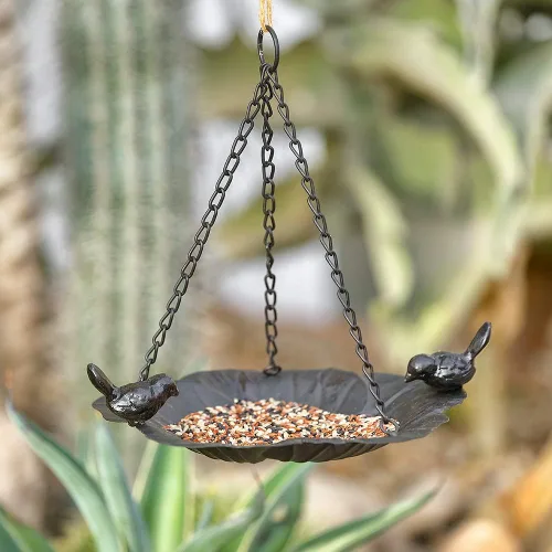 Vista 3 de Jemeni Bandeja de comedero para pájaros salvajes, plato colgante de semillas de 10.7 pulgadas para jardín, patio trasero, atrae pájaros, duradero