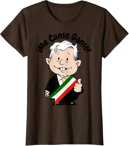 Vista 19 de AMLO Amlito Me Canso Ganso - Camiseta con diseño de dibujos animados mexicanos Gris Oscuro