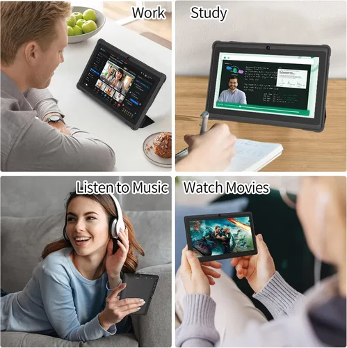 Vista 7 de Tablet de 7 pulgadas con funda, tabletas Android 15 de cinco núcleos, 8GB RAM 32GB ROM expansión de 512GB, pantalla IPS HD de 1024 x 600, 3500mAh