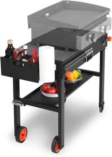Vista 7 de EUTRKei Carro de mesa y cubierta de plancha para parrilla al aire libre