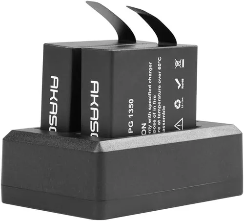 Vista 4 de AKASO Brave 7 LE 2 x 1350mAh batería recargable de la cámara de acción con cargador dual USB 2 baterías recargables de 1350 mAh