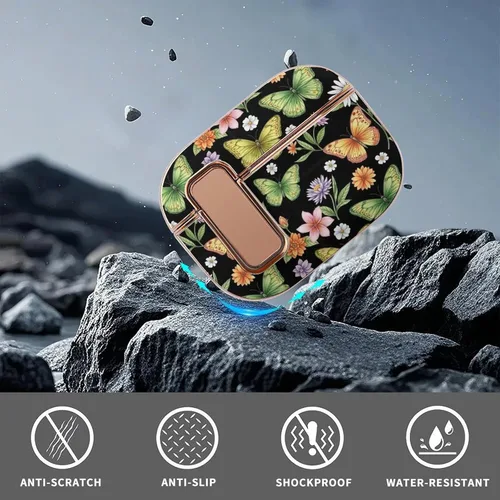 Vista 6 de Plastic Cover Compatible with Airpods Pro 2 Case Butterfly, Protective Skin with Lock