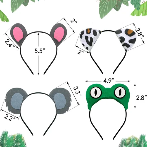Vista 5 de 12 diademas de orejas de animales de selva para niños y adultos