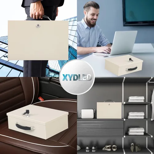 Vista 8 de xydled Caja Fuerte Resistente al Fuego Caja Fuerte con Cerradura de Llave para Almacenamiento de Seguridad en Casa y Oficina de Objetos de Valor