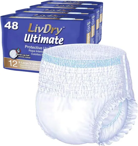 Vista 20 de LivDry Ultimate - Ropa interior para incontinencia para adultos, alta absorción, protección contra fugas, talla S, paquete de 18