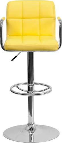 Vista 15 de Flash Furniture Taburete de bar de altura ajustable de vinilo acolchado gris contemporáneo con brazos y base cromada