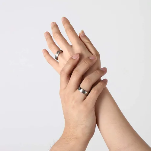 Vista 6 de OPALSTOCK - Juego de anillos de compromiso personalizados para parejas con corazón a juego para él y para ella