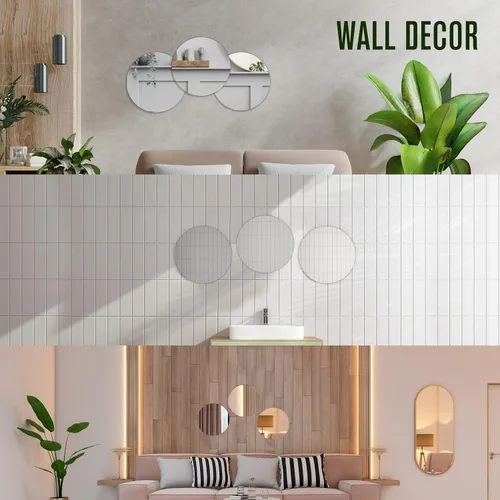 Vista 7 de Houseables Mirror Centerpieces for Tables, Round Mirrors for Centerpieces, Mirrored Trays, Round Table Plate Tray, Circle, Glass Charger, Wedding