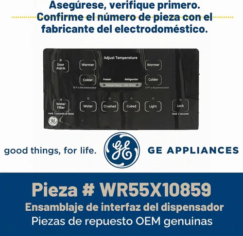 Vista 3 de GE WR55X10859 - Conjunto de dispensador de interfaz OEM original (negro) para refrigeradores GE